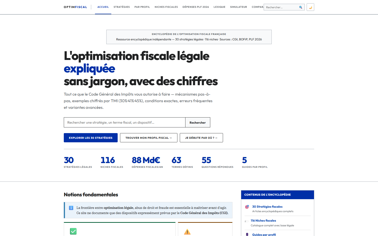 Page d'accueil de OptimFiscal